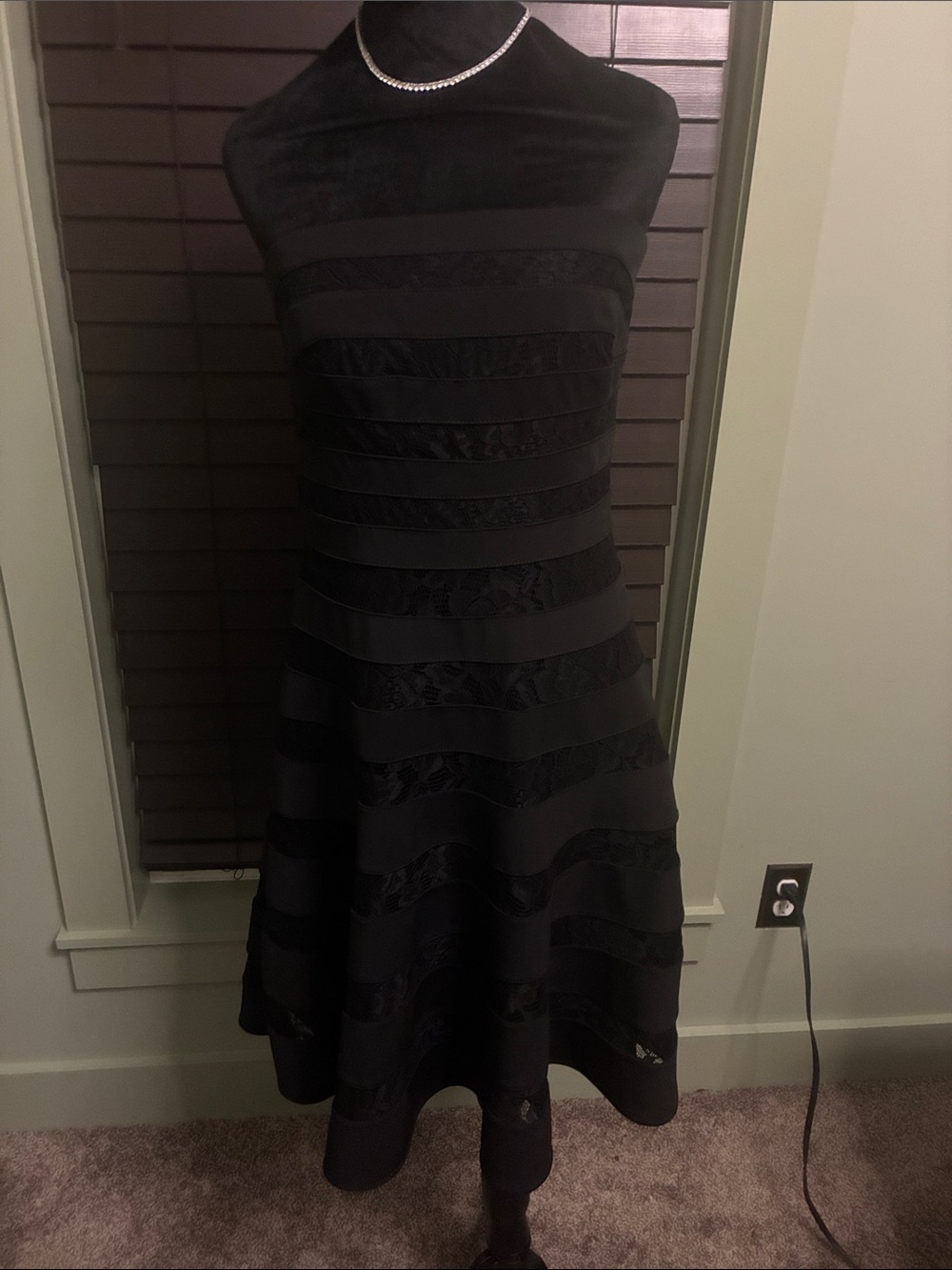 White House Black Market Black Striped Midi Dress